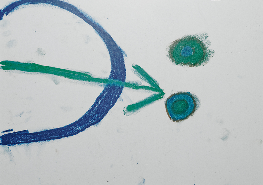 Blue and green pastel drawing by Bethan Kendrick